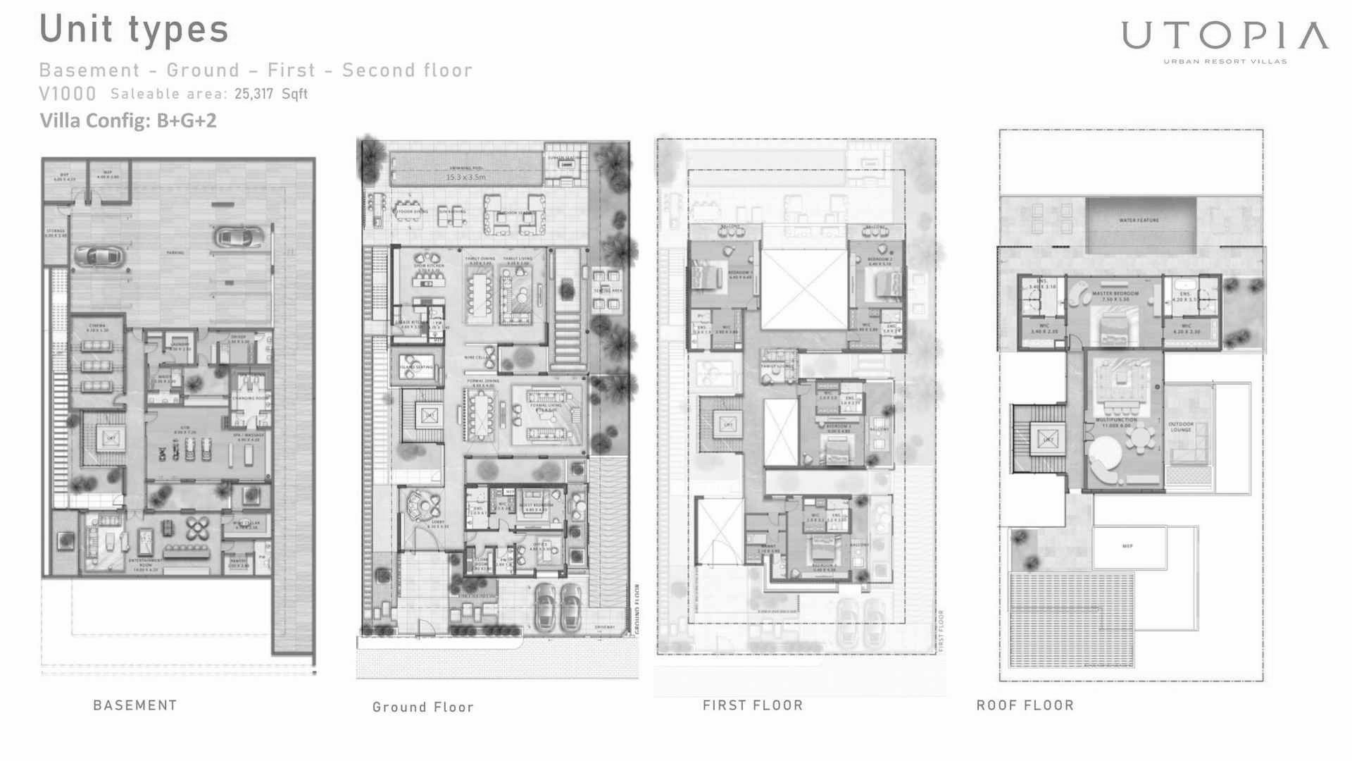 Villa floor plan, 6 bedrooms in UTOPIA No. 11009
